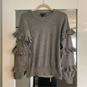 J. crew ruffle sleeve sweater - grey size XS